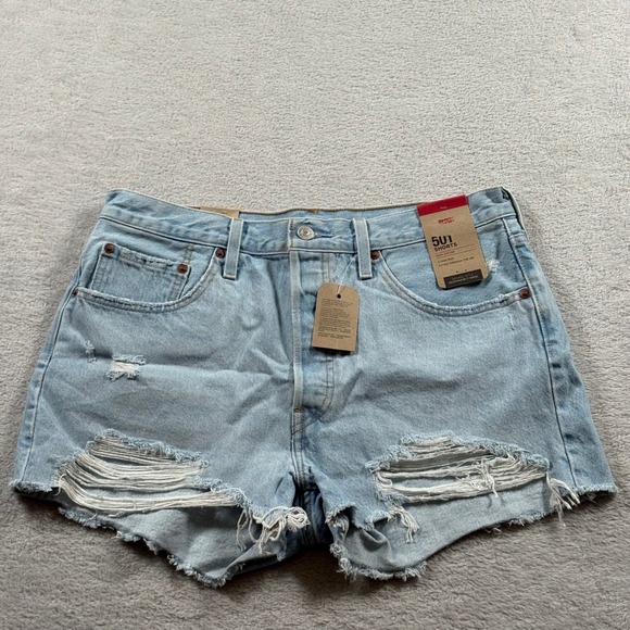 Levi's Pants - Levis 501 Original High Rise Distressed Denim Shorts Light Wash W32 Cut Off